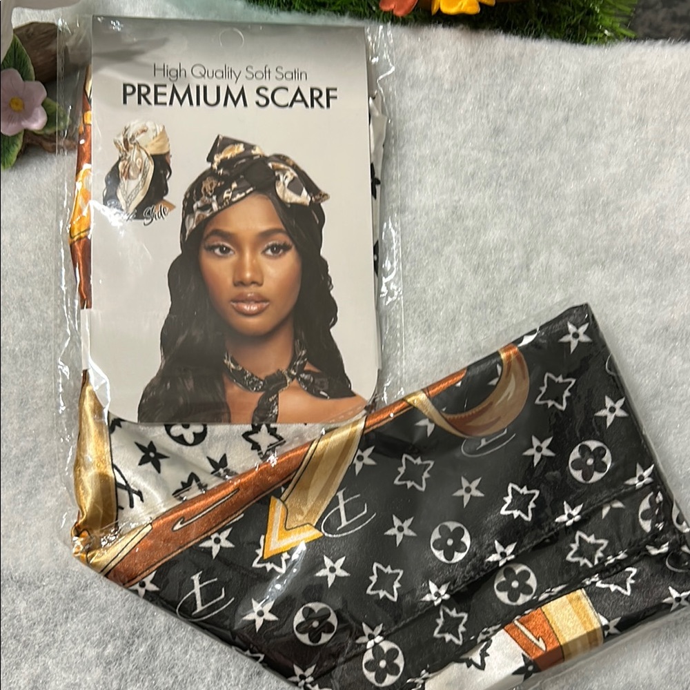 Silk Satin Premium Scarf - Black and Gold